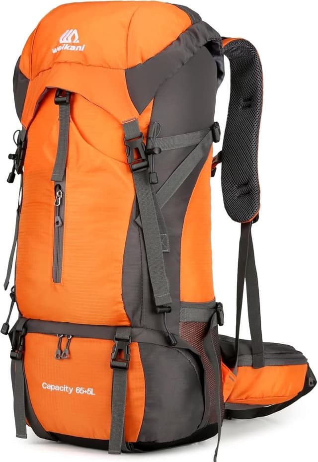 Detalle de Ezmina 70L Hiking Backpack with Rain Cover – Lightweight trekking rucksack for large day trips