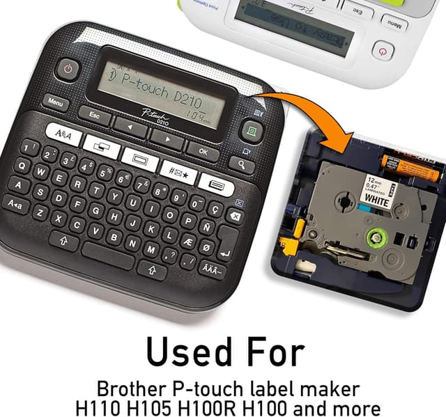 Detalle de kamo Bänder kompatibel mit Brother P-touch (12 mm, gelb) für TZe-631 / PT-Hxx & mehr – 5er-Pack