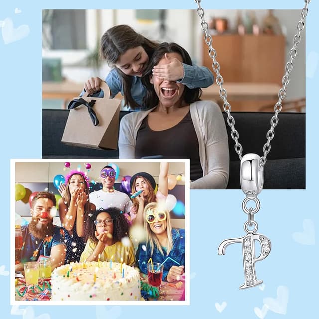 Detalle 2 de FLUFLO Charm-Anhänger Damen Alphabet A–Z aus 925 Sterling Silber (X238) für Armband & Kette