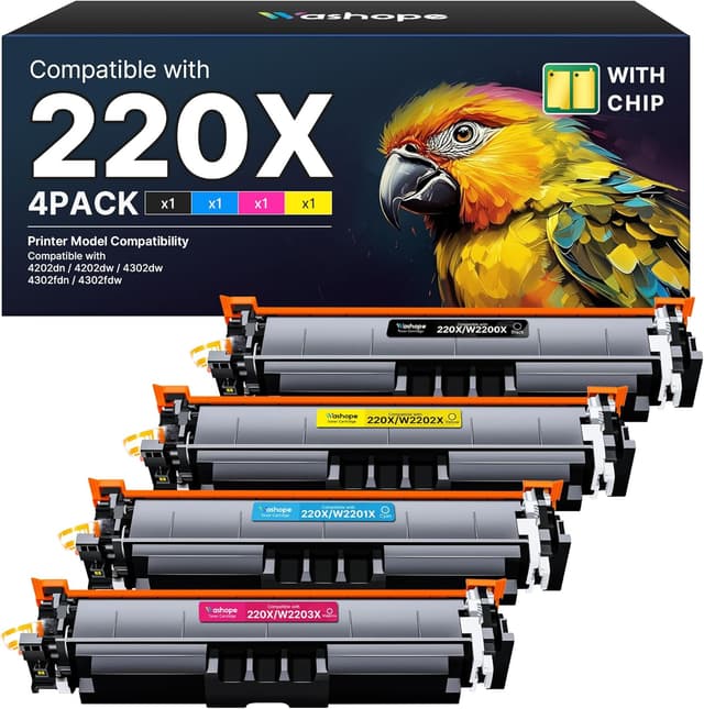 Detalle de 220X 220A Toner Cartridges Compatible for HP (With Chip) – 4-Pack Black, Cyan, Yellow & Magenta for Colour LaserJet Pro