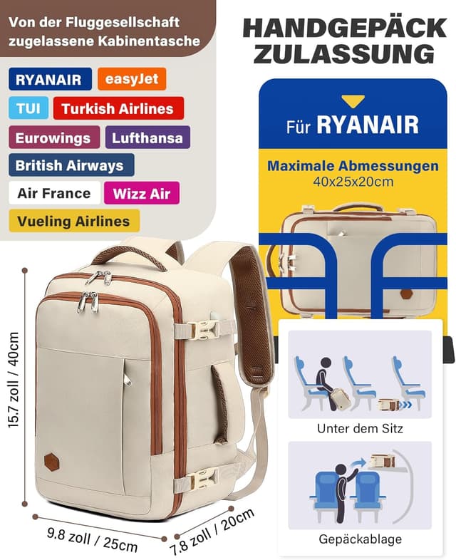 Detalle 1 de VANKEV Ryanair Handgepäck 40x20x25 14 Zoll