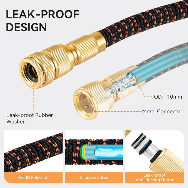 Detalle 2 de Yofidra Expandable Garden Hose Pipe 75FT with 10-Function Spray Nozzle and 3-Layer Latex
