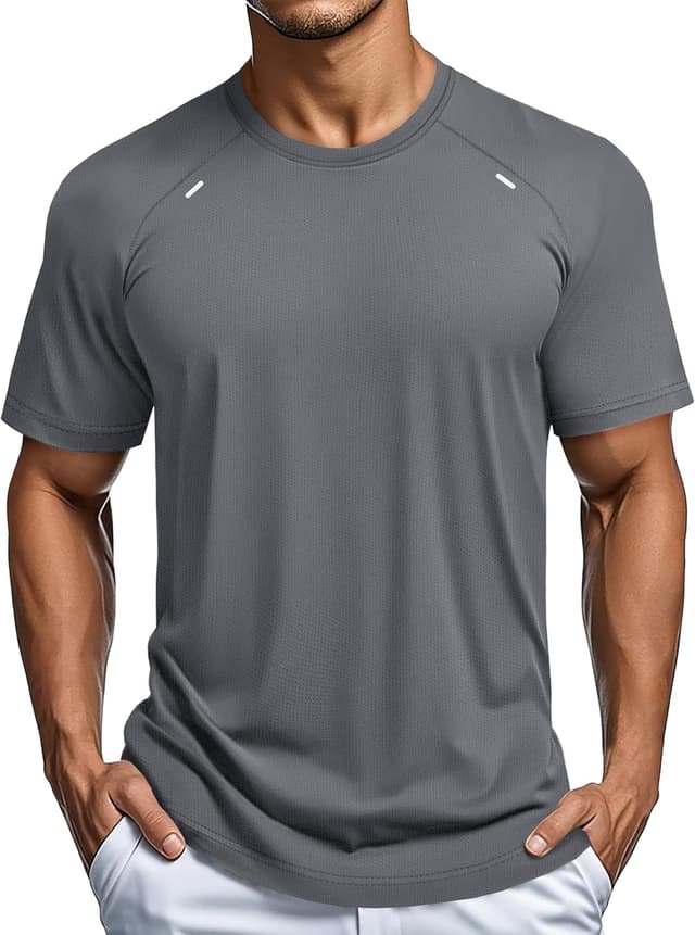 Detalle de MAGCOMSEN Men’s Quick Dry Gym Shirts Mesh Short Sleeve Athletic Tops (moisture wicking)