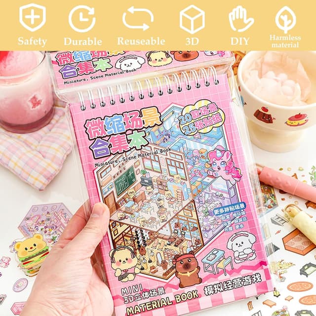 Detalle 2 de Scene Sticker Book 20 3D Sticker Sets for Kids 🎨