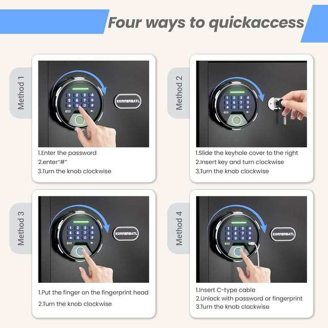 Thumbnail 2 de Smart Biometric safe with fingerprint lock 13.78"W