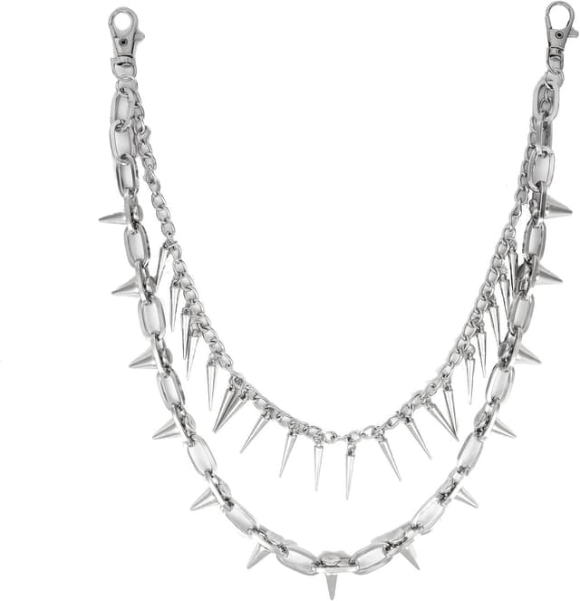 Detalle de Milakoo Punk-Hosenkette im Jeans-Link-Style – Gothic/Hip-Hop Gürtelkette mit Karabiner für Schlüssel & Geldbörse (Unisex)