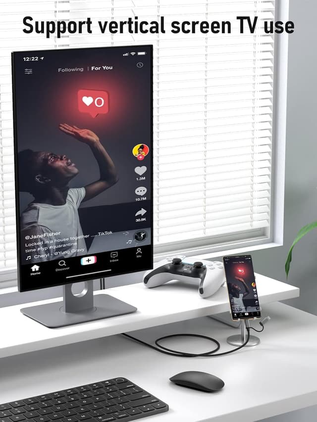 Detalle de Lemorele Câble USB‑C vers HDMI 2 en 1 (Micro USB sur câble HDMI) 1080p 60 Hz pour Android et iPad à la télévision