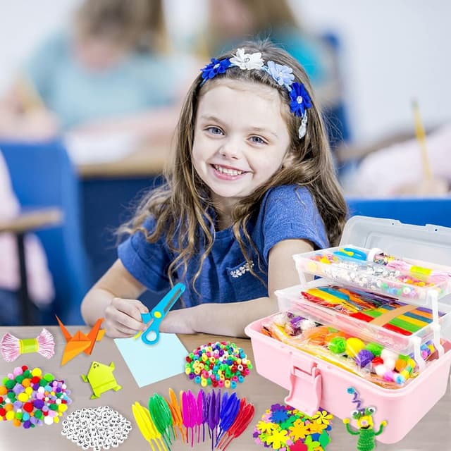 Thumbnail 6 de VLUINANI 3000Pcs Craft Kits for Kids (DIY Arts & Crafts Set with Pipe Cleaners) – 3-Tier Craft Box for Age 4–10