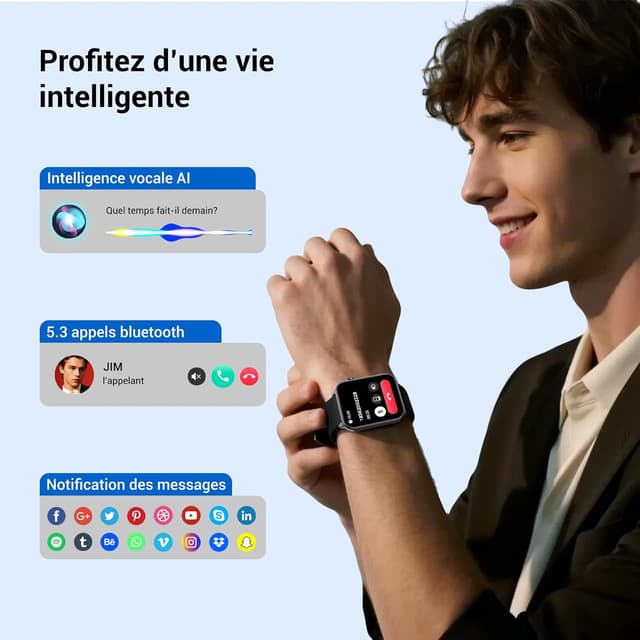 Detalle de Montre connectée 1,91 pouces avec appels Bluetooth