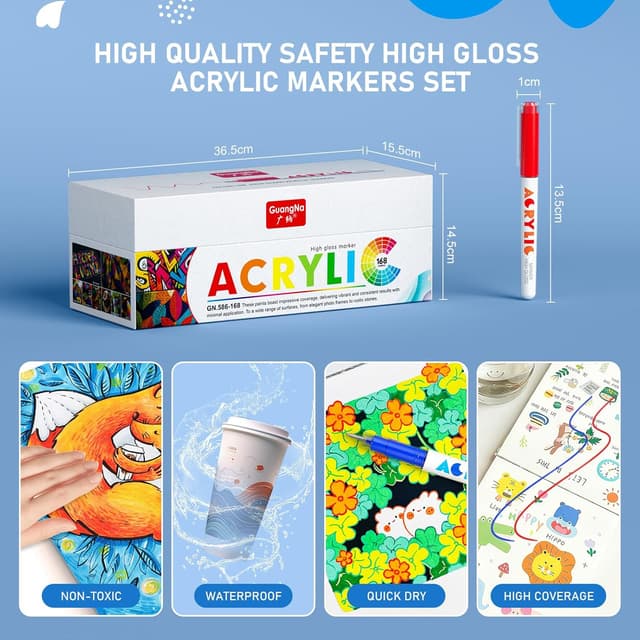 Thumbnail 5 de Sonlaryin 168 couleurs feutre acrylique ⚚