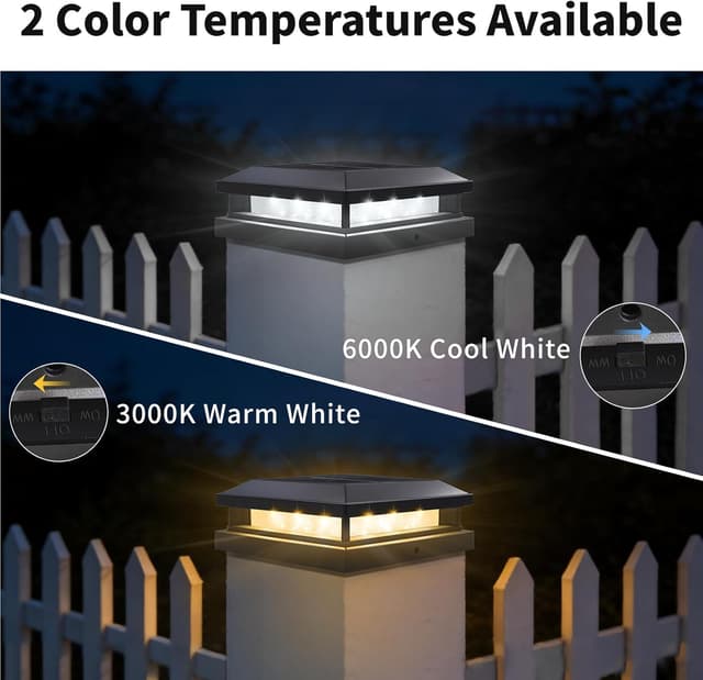 Detalle 2 de Spacelumen 4 Pack Solar Post Cap Lights for Outdoor Posts (IP65, Auto On/Off) – Dual Warm/Cool White