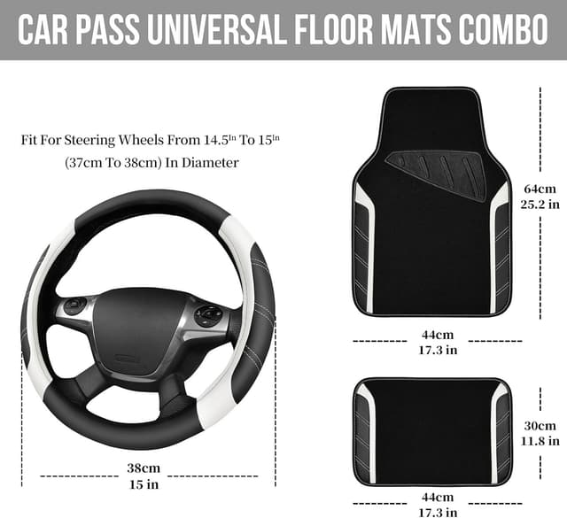 Thumbnail 1 de CAR PASS Leather Steering Wheel Cover 15"
