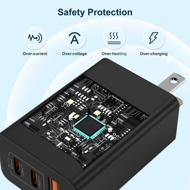 Detalle de 100W USB-C Super Fast Charger Block (Dual Port) with 10ft USB-C to USB-C Cable — 2 Pack Charging Station