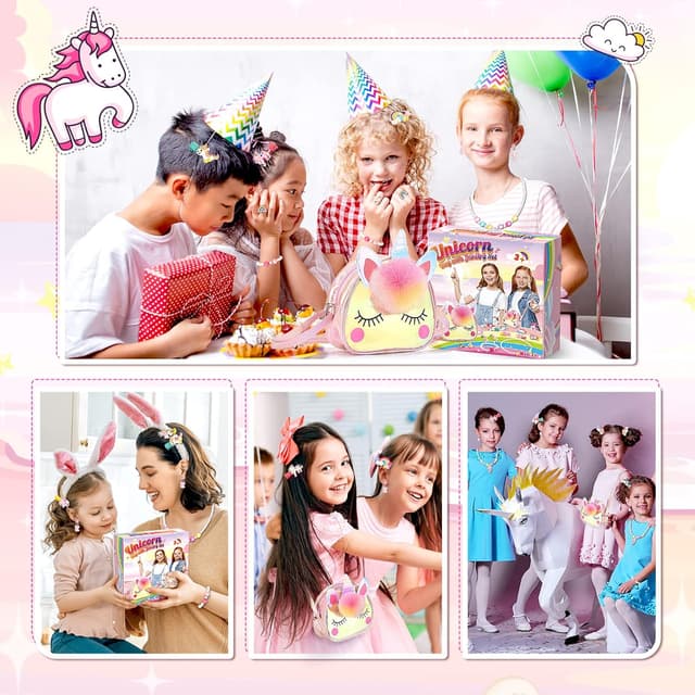 Detalle 2 de Qukir unicorn kids jewellery set with crossbody unicorn bag (ages 2–12)