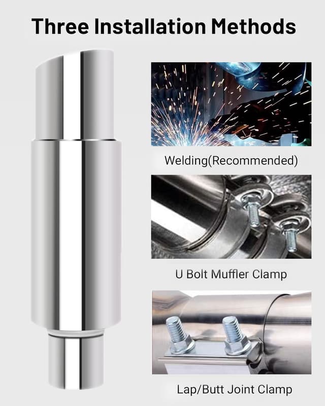 Detalle de Bielpord Universal Car Exhaust Muffler Tips, 15" Length, 2" Inlet / 3.5" Outlet, Polished Stainless Steel