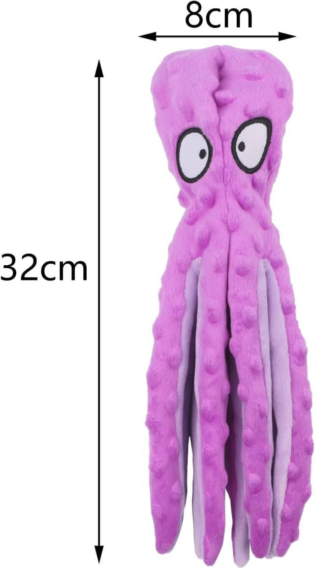 Detalle de RAYITO Octopus Dog Toys no-stuffing squeaky plush with crinkle paper (Purple)