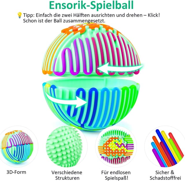 Detalle 2 de Pelota sensorial 16 tiras color azul