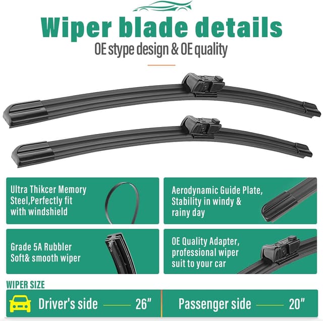 Detalle de BMW X5 2019-2023 Wiper Blade Set 26/20/13 in — 3-Pack