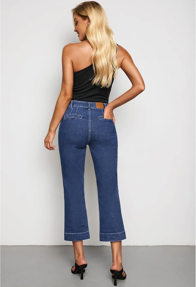 Detalle 2 de luvamia Capri Jeans for Women — High-Waisted Slim Straight Stretch Denim Capris