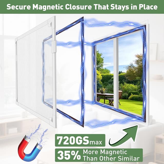 Detalle de OWYR Adjustable Magnetic Fly Screen Window (DIY kit up to 150x180cm) with trim-to-fit fiberglass mesh