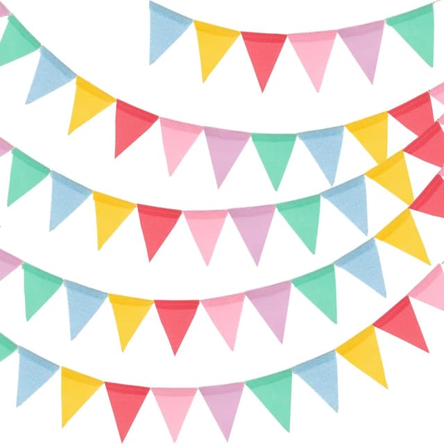 Detalle de G2PLUS 48PCS Waterproof Burlap Bunting (12m Pastel) – reusable outdoor & indoor garland flags for garden parties