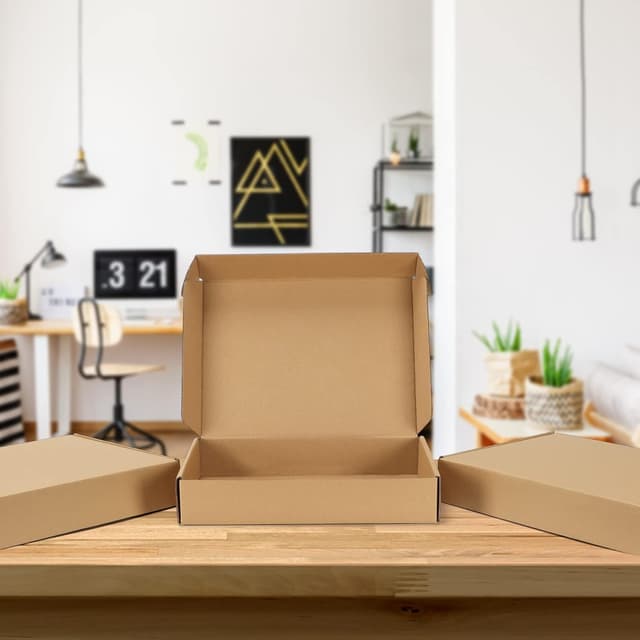 Detalle 2 de HORLIMER 20 Pack Shipping Boxes (11x8x2 inches) Brown Corrugated Cardboard Mail Boxes