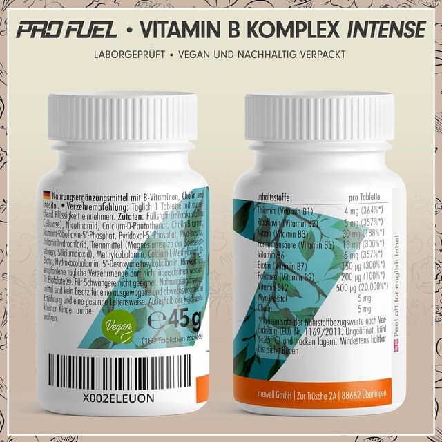 Thumbnail 6 de Vitamin B Komplex hochdosiert 180 Tabletten