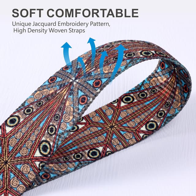 Detalle 2 de Padwa Lifestyle Adjustable Camera Strap with Quick Release Clip – 2 inch full grain leather ends & embroidered cotton strap