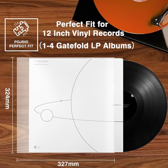 Detalle de POJSIO 12-Zoll LP Schallplatten-Außenhüllen (50 Stück) 100 Mikron PE für 1–4 Gatefold LPs