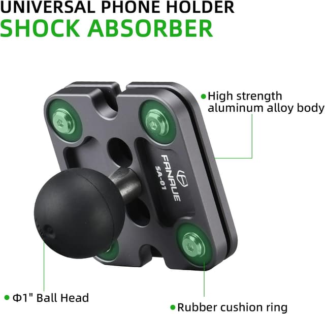Detalle de FANAUE Aluminum Phone Holder with 1" Ball Head Adapter (RAM size B, SA-01) for motorcycles & bikes