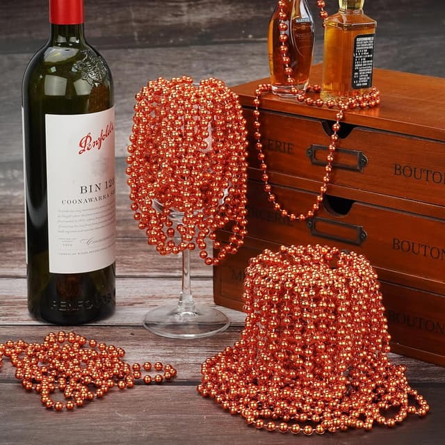 Detalle de YAXINRUI 72 PCS Orange Bead Necklace (33 Inch) for Mardi Gras, Halloween & Festive Events