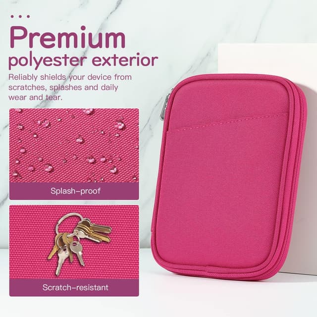 Detalle de Vinabilia 6–7 Zoll Sleeve Tasche Hülle für 7" Kindle & weitere E-Reader (Rosenrosa)