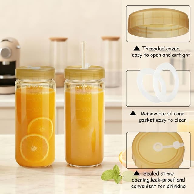 Thumbnail 1 de Ruckae 16 OZ Glass Juice Bottles 10-Pack