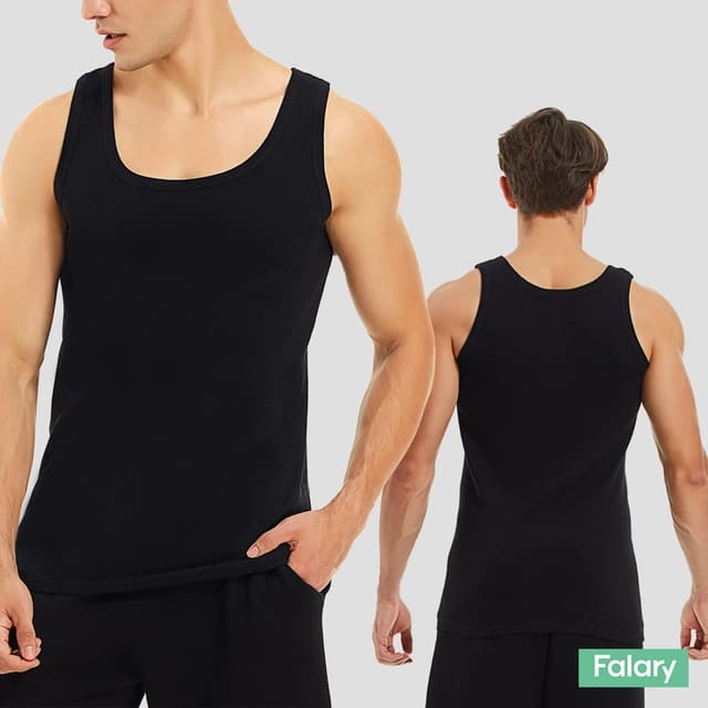 Detalle 2 de FALARY Men’s Vest Tops Pack of 5 Fitted 100% Cotton (Tank Tops, Sleeveless)