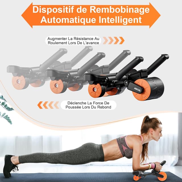 Detalle 2 de Bnlei Roue Abdominale à Rebond Automatique et Roues Abdominaux