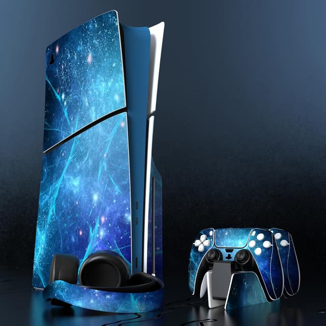 Thumbnail 4 de playvital Full Set Skin Sticker for ps5 Slim Console Disc Edition (The New Smaller Design), Vinyl Skin Decal Cover for ps5 Controller & Headset & Charging Station & Media Remote - Blue Nebula
playvital Full Set Skin Sticker for ps5 Slim Conso…
