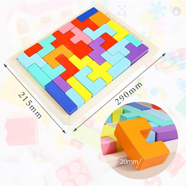 Thumbnail 1 de EACHHAHA Jouet Enfant 30 blocs bois colorés