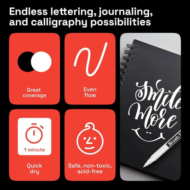 Detalle de Artistro 5 weiße Acrylstifte für Steinbemalung (Acrylmarker auf Wasserbasis) – 5er-Set mit verschiedenen Spitzen