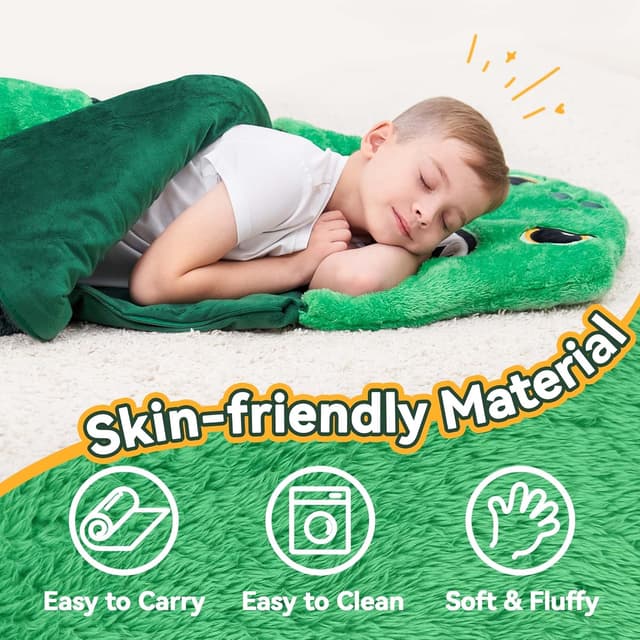 Detalle 2 de iPlay iLearn Kids Dinosaur Sleeping Bag (2-in-1) Toddler Nap Mat Slumber Sack