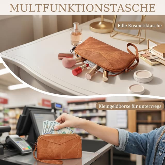 Detalle de LEASOUL Damen Rucksack-Set wasserdicht mit RFID-Schutz, veganem Leder und Diebstahl-Features