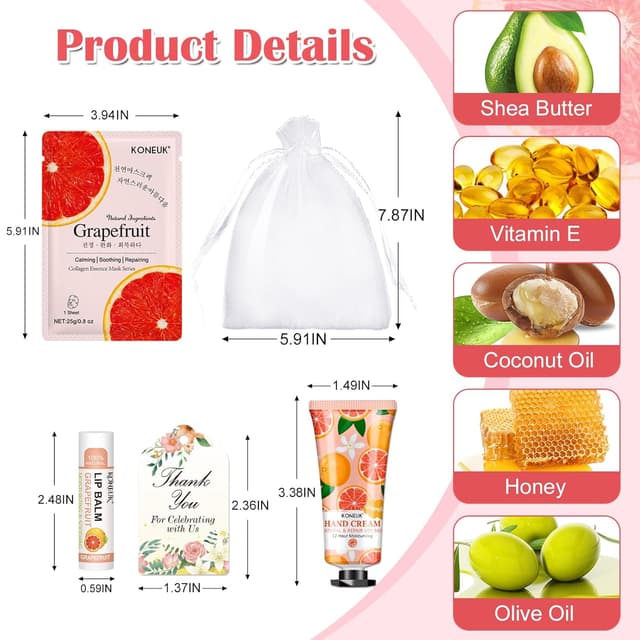 Detalle de KONEUK 30-Pack Bulk Facial Mask, Hand Cream & Lip Balm Sets for Easter Baskets, Teachers, Nurses & More