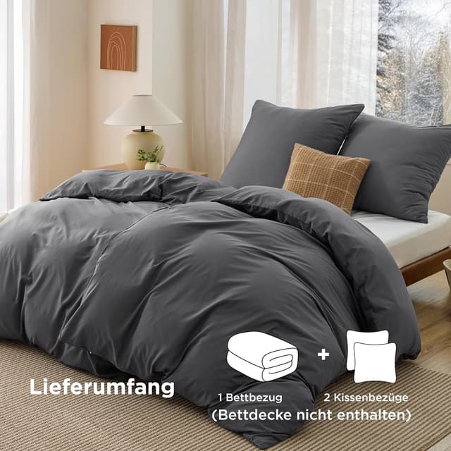 Thumbnail 4 de Bedsure Bettwäsche 135x200 Anthrazit