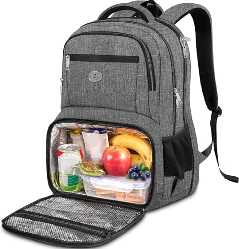 Detalle de MATEIN Mochila portátil 17 pulgadas impermeable con compartimento térmico y puerto USB (gris)