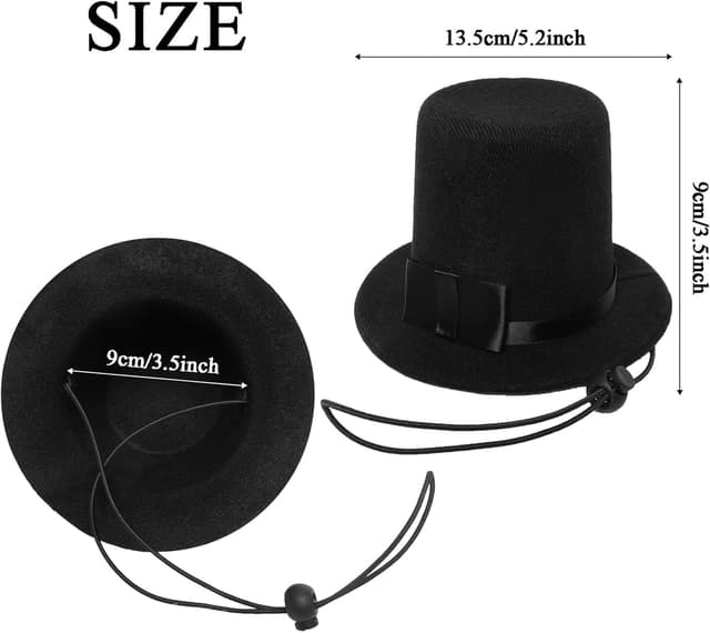 Detalle de Ling & Bai Pet Formal Costume Set (2 pcs) – Dog Top Hat with Necktie and Bowtie, Black