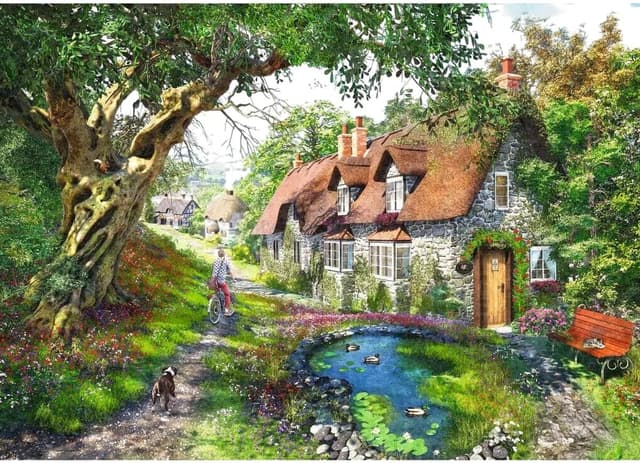 Detalle de Ravensburger Down the Lane No. 1 Flower Hill Lane 1000 Piece Jigsaw Puzzle (12+)