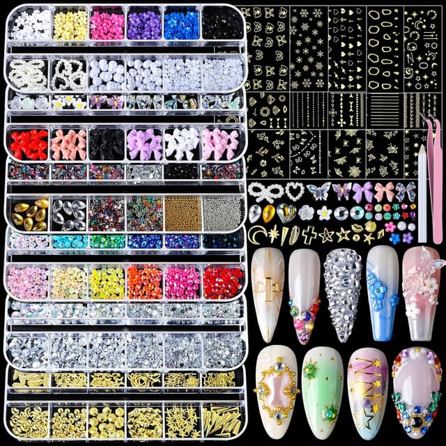 Detalle de Teenitor Nail Charms 15 Sheets Gold Stickers