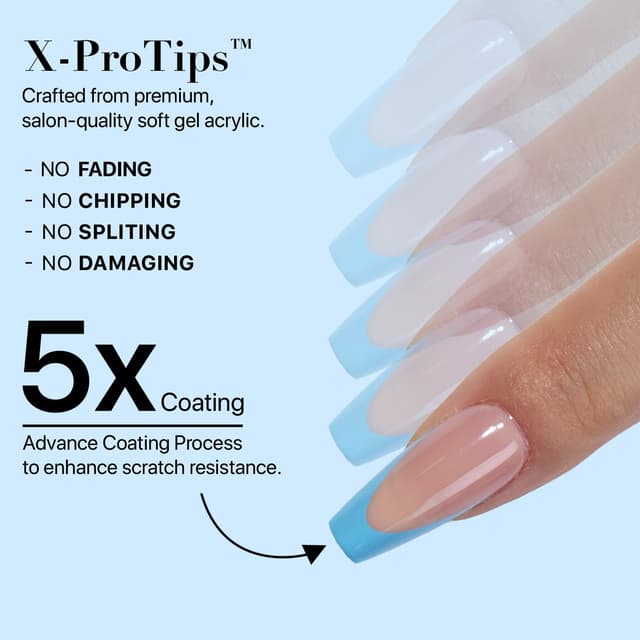 Thumbnail 6 de SXC Cosmetics X-Pro Tips French Tip Press On Nails (Bright Pastel Glow in the Dark) — Coffin GLOW120KIT-M