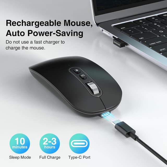 Detalle 2 de cimetech Bluetooth Maus Kabellos Dual Mode (BT 5.1 + 2.4G) – wiederaufladbar, leise & ultraflach