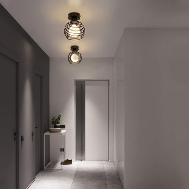 Thumbnail 7 de ZMH 2ER Vintage Techo Lámpara Schwarz 💡 E27 Retro Industrias