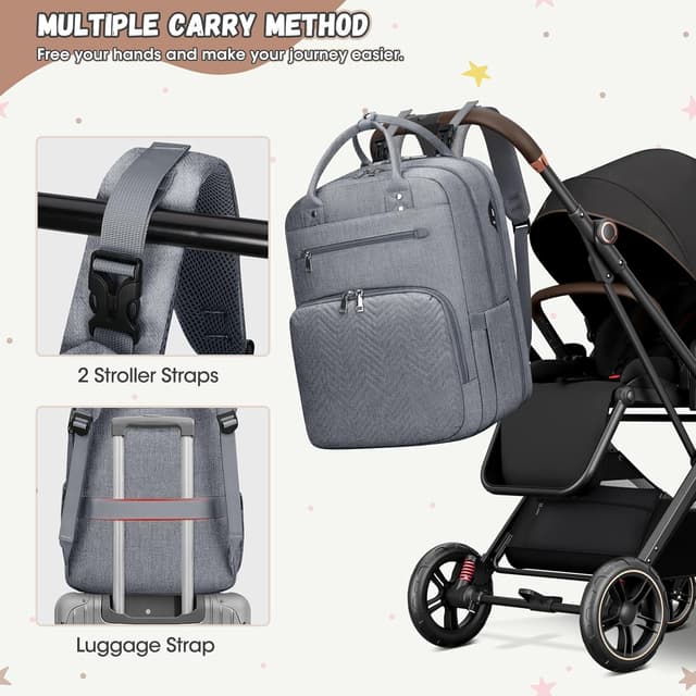 Thumbnail 5 de RAINSMORE Baby Changing Bag Backpack 1pc